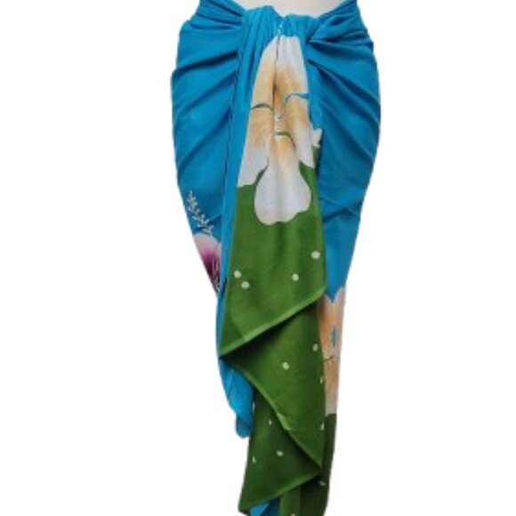 Womens Sarong Cotton Wrap, Handpainted Batik Wrapskirt Beach Pareo Beachwear-NEW - Picture 1 of 6